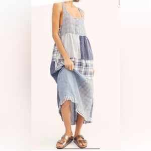 Free People CP Shades Linen Patchwork Dress